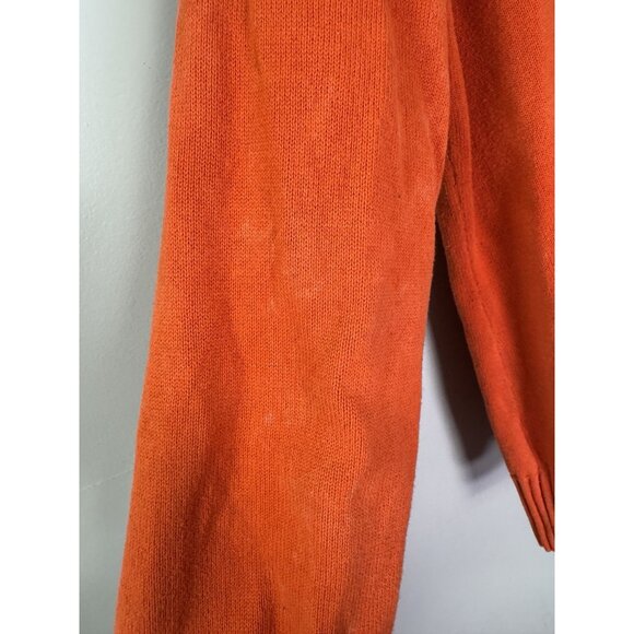 Lauren RL Womens 2X Orange Sweater Funnel Neck Button Cozy Autumn Classic Preppy - Picture 4 of 13